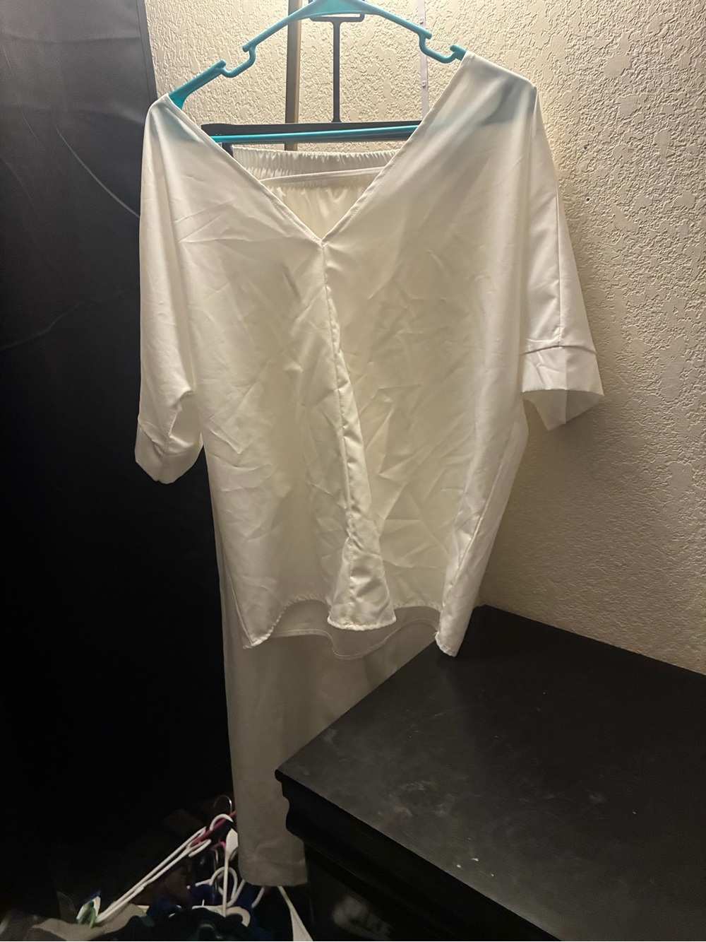 Relaxed White Button-Down V-Neck Shirt